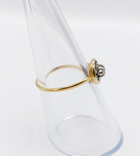 Bague 53 Bague solitaire ancienne en or 18k, diamant taille rose, vers 1910 58 Facettes A07991