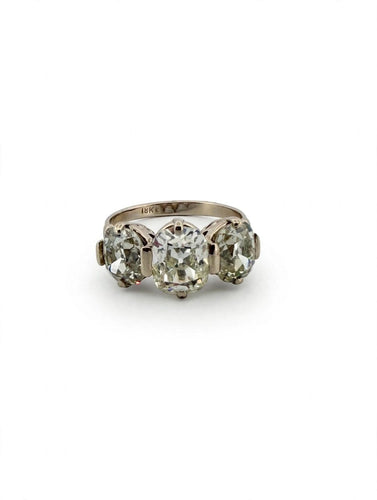 Bague 53 Bague trilogie Art déco en or blanc 18 carats avec diamants taille ancienne 58 Facettes 607/26 A