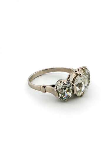 Bague 53 Bague trilogie Art déco en or blanc 18 carats avec diamants taille ancienne 58 Facettes 607/26 A
