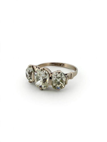Bague 53 Bague trilogie Art déco en or blanc 18 carats avec diamants taille ancienne 58 Facettes 607/26 A