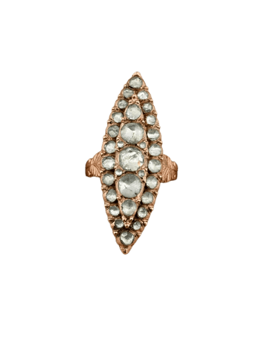 Bague 56 Bague navette victorienne en or avec diamants 58 Facettes 606/26 C