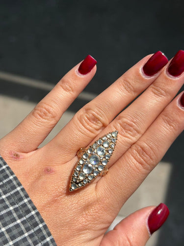 Bague 56 Bague navette victorienne en or avec diamants 58 Facettes 606/26 C