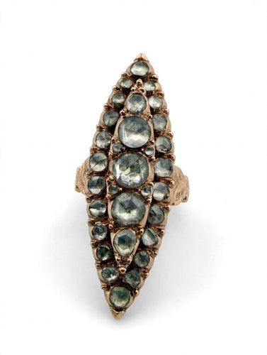 Bague 56 Bague navette victorienne en or avec diamants 58 Facettes 606/26 C