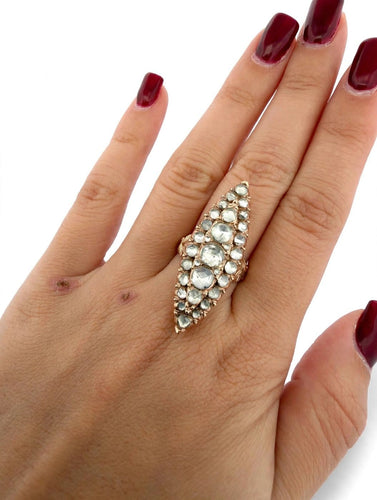 Bague 56 Bague navette victorienne en or avec diamants 58 Facettes 606/26 C