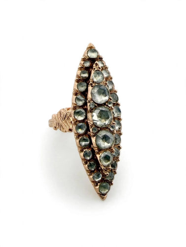 Bague 56 Bague navette victorienne en or avec diamants 58 Facettes 606/26 C