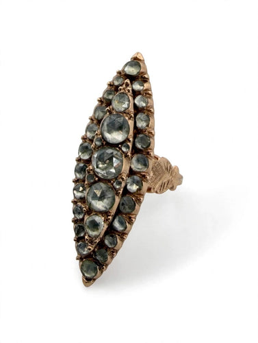 Bague 56 Bague navette victorienne en or avec diamants 58 Facettes 606/26 C