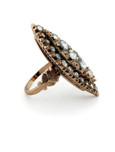 Bague 56 Bague navette victorienne en or avec diamants 58 Facettes 606/26 C