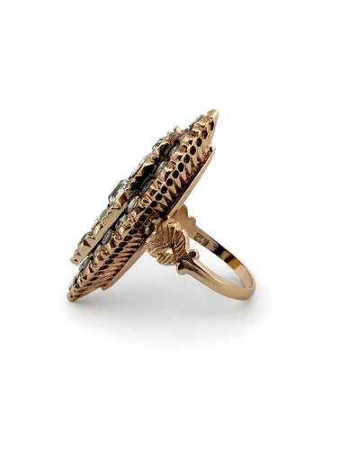 Bague 56 Bague navette victorienne en or avec diamants 58 Facettes 606/26 C