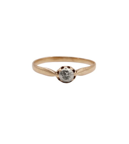 Bague 57 Bague solitaire en or rose 18k et platine, diamant taille ancienne, vers 1890 58 Facettes A07992