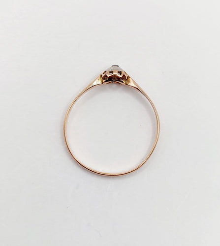 Bague 57 Bague solitaire en or rose 18k et platine, diamant taille ancienne, vers 1890 58 Facettes A07992