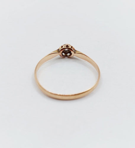 Bague 57 Bague solitaire en or rose 18k et platine, diamant taille ancienne, vers 1890 58 Facettes A07992