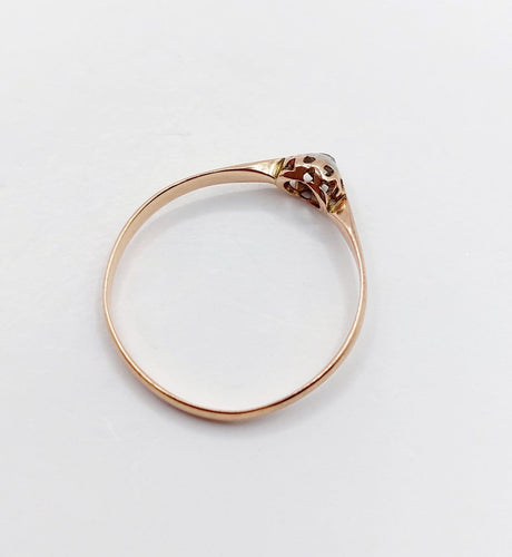 Bague 57 Bague solitaire en or rose 18k et platine, diamant taille ancienne, vers 1890 58 Facettes A07992