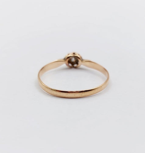 Bague 57 Bague solitaire en or rose 18k et platine, diamant taille ancienne, vers 1890 58 Facettes A07992