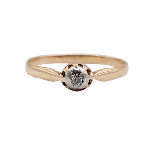 Bague 57 Bague solitaire en or rose 18k et platine, diamant taille ancienne, vers 1890 58 Facettes A07992