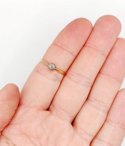Bague 57 Bague solitaire en or rose 18k et platine, diamant taille ancienne, vers 1890 58 Facettes A07992