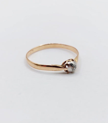 Bague 57 Bague solitaire en or rose 18k et platine, diamant taille ancienne, vers 1890 58 Facettes A07992