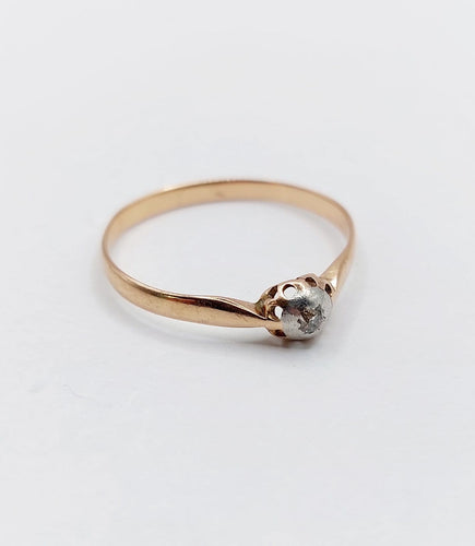 Bague 57 Bague solitaire en or rose 18k et platine, diamant taille ancienne, vers 1890 58 Facettes A07992