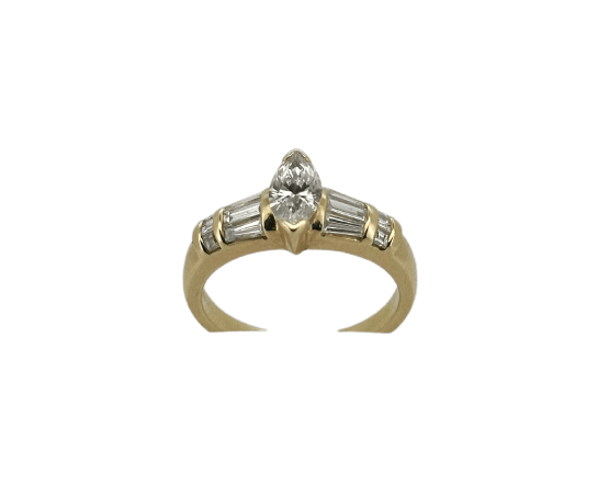 Bague 53 Bague en or jaune 18 carats avec diamants taille marquise 58 Facettes Bague marquise
