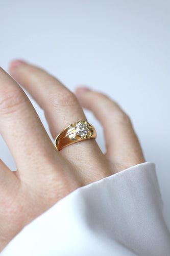 Bague 52 Bague jonc en or jaune avec diamant taille ancienne de 1,15 ct 58 Facettes