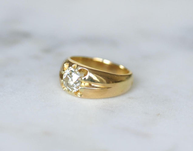 Bague 52 Bague jonc en or jaune avec diamant taille ancienne de 1,15 ct 58 Facettes