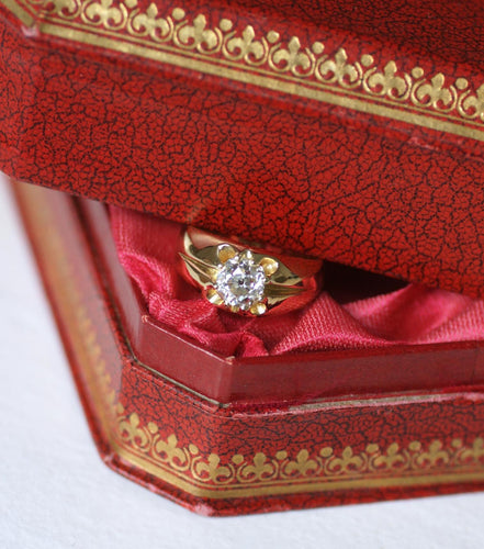 Bague 52 Bague jonc en or jaune avec diamant taille ancienne de 1,15 ct 58 Facettes