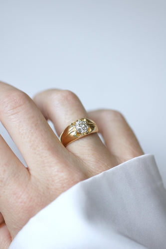 Bague 52 Bague jonc en or jaune avec diamant taille ancienne de 1,15 ct 58 Facettes