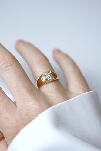 Bague 52 Bague jonc en or jaune avec diamant taille ancienne de 1,15 ct 58 Facettes