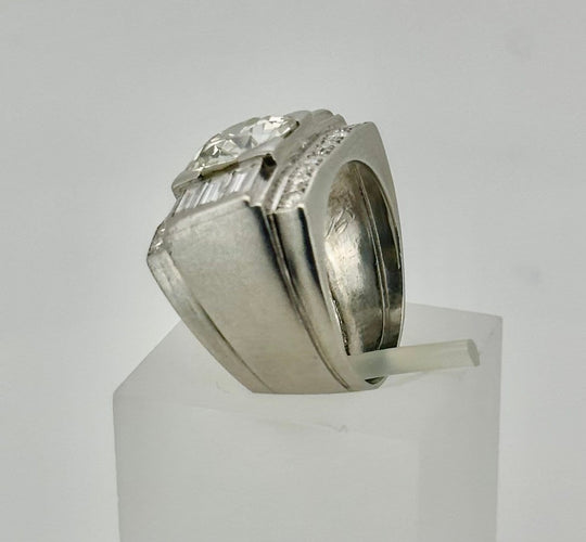 Bague 52 Bague Tank Art déco en platine, diamants taille ancienne, baguette et brillant 58 Facettes Bague tank
