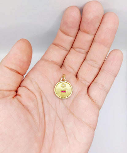 Pendentif Augis - Pendentif médaille d’amour en or 18k, diamant et rubis, 18 mm 58 Facettes A08008