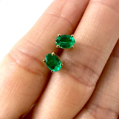 Boucles d'oreilles Aitches - Boucles d’oreilles Tulipe simple en or 18k avec émeraudes ovales 58 Facettes GER1047GN_20261019