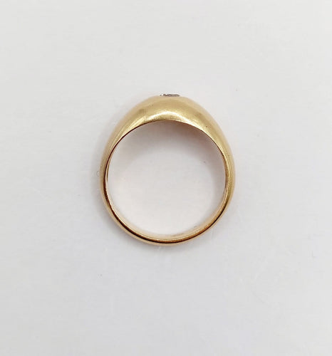 Bague 52.5 Bague jonc bombé en or rose 18k avec diamant taille brillant 0,20 ct, style gipsy 58 Facettes A08010