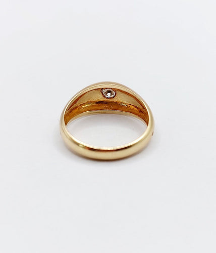 Bague 52.5 Bague jonc bombé en or rose 18k avec diamant taille brillant 0,20 ct, style gipsy 58 Facettes A08010