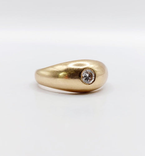 Bague 52.5 Bague jonc bombé en or rose 18k avec diamant taille brillant 0,20 ct, style gipsy 58 Facettes A08010