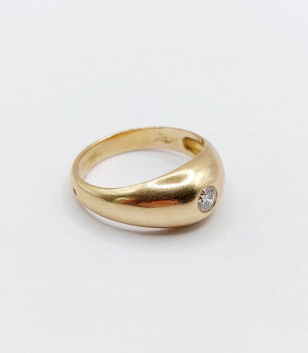 Bague 52.5 Bague jonc bombé en or rose 18k avec diamant taille brillant 0,20 ct, style gipsy 58 Facettes A08010
