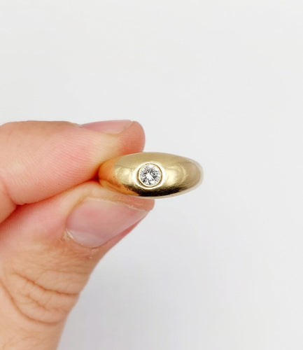 Bague 52.5 Bague jonc bombé en or rose 18k avec diamant taille brillant 0,20 ct, style gipsy 58 Facettes A08010