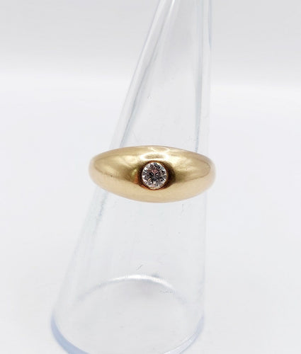 Bague 52.5 Bague jonc bombé en or rose 18k avec diamant taille brillant 0,20 ct, style gipsy 58 Facettes A08010