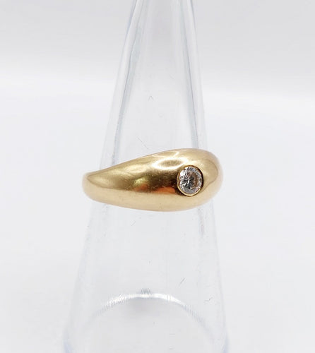 Bague 52.5 Bague jonc bombé en or rose 18k avec diamant taille brillant 0,20 ct, style gipsy 58 Facettes A08010