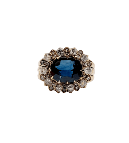 Bague 52 Bague marguerite en or rose, saphir naturel et diamants, vers 1900 58 Facettes A08011