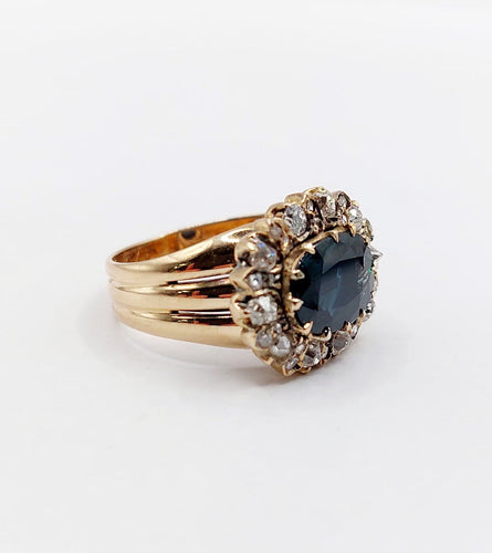 Bague 52 Bague marguerite en or rose, saphir naturel et diamants, vers 1900 58 Facettes A08011
