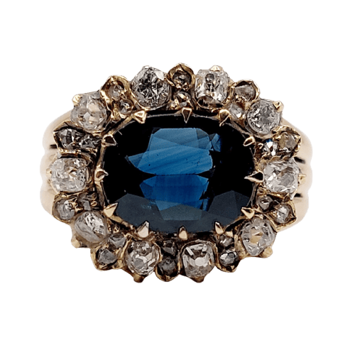 Bague 52 Bague marguerite en or rose, saphir naturel et diamants, vers 1900 58 Facettes A08011