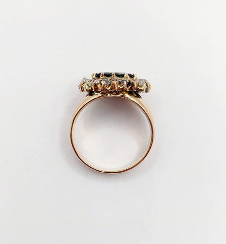 Bague 52 Bague marguerite en or rose, saphir naturel et diamants, vers 1900 58 Facettes A08011