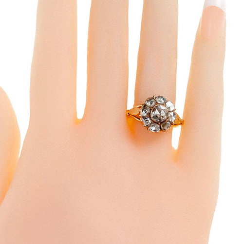 Bague 57 Bague cluster ancienne en or 18k et diamants taille rose 58 Facettes 1FBB3FC890534A269C44D6F865E33410