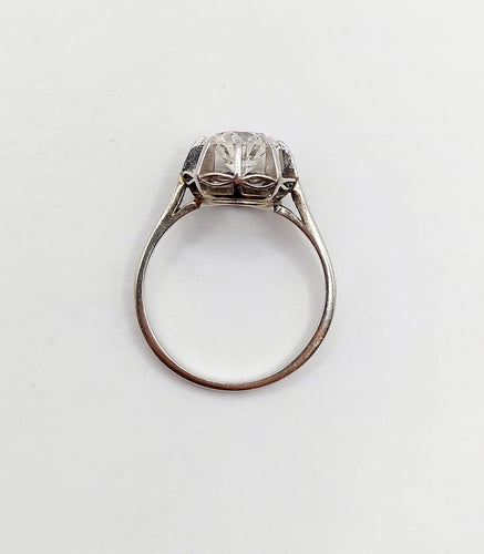 Bague 51.5 Bague solitaire Art déco en or blanc 18k et platine, diamant 1,20 ct (vers 1940) 58 Facettes A08018