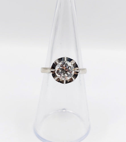 Bague 51.5 Bague solitaire Art déco en or blanc 18k et platine, diamant 1,20 ct (vers 1940) 58 Facettes A08018