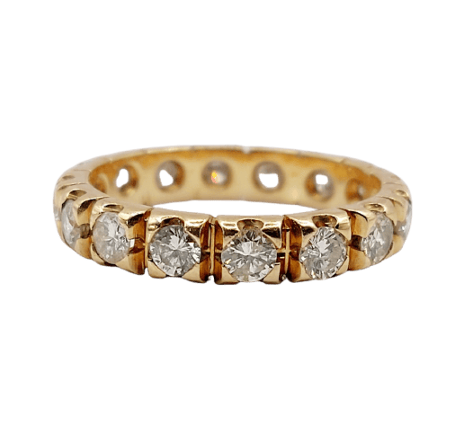 Bague 53 Alliance américaine en or 18k avec diamants, vers 1950 58 Facettes A08019