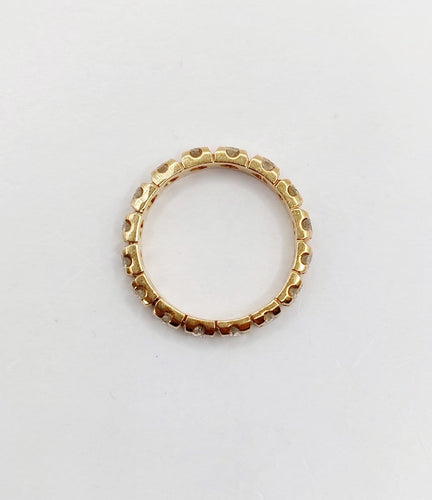 Bague 53 Alliance américaine en or 18k avec diamants, vers 1950 58 Facettes A08019