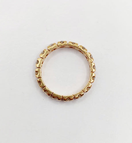 Bague 53 Alliance américaine en or 18k avec diamants, vers 1950 58 Facettes A08019