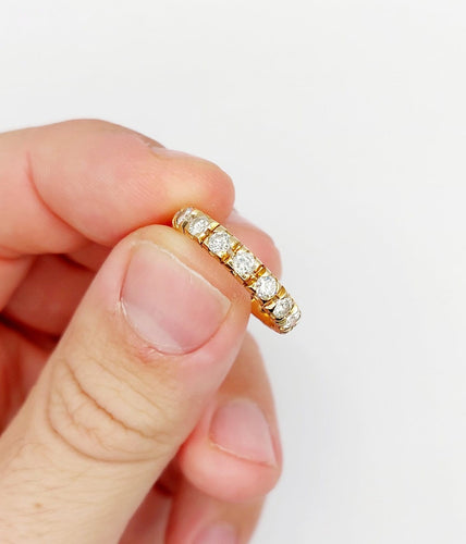 Bague 53 Alliance américaine en or 18k avec diamants, vers 1950 58 Facettes A08019