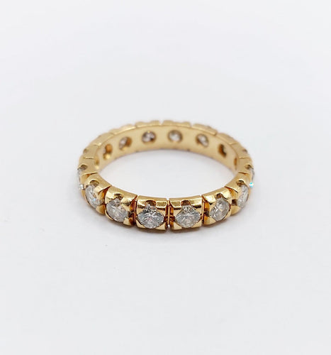 Bague 53 Alliance américaine en or 18k avec diamants, vers 1950 58 Facettes A08019