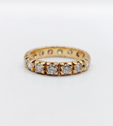 Bague 53 Alliance américaine en or 18k avec diamants, vers 1950 58 Facettes A08019